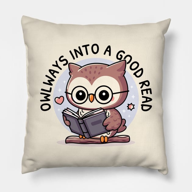 Owlways Into A Good Read Pillow by JS Arts