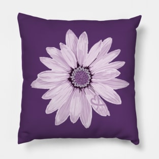 Light Purple Daisy with hidden Heart Awareness Ribbon Pillow