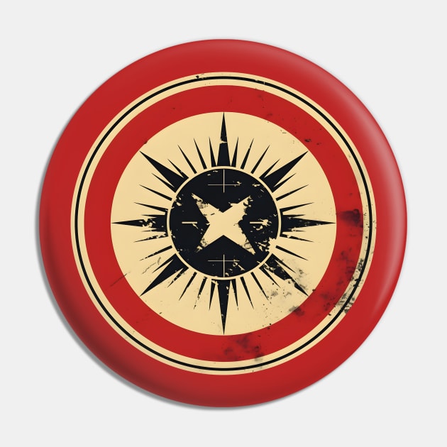 Superhero Nostalgia - Retro Vintage Style Logo Pin by Dazed Pig