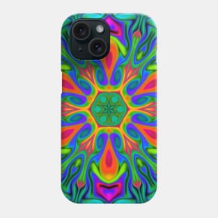 Psychedelic Hippie Flower Orange Teal and Purple Phone Case