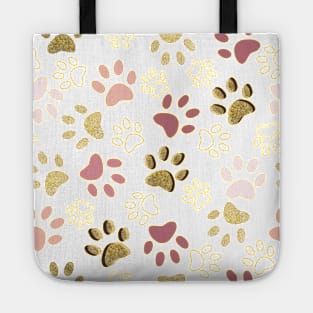 Rose Gold Colored Shining Paw Prints Tote