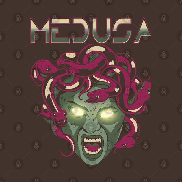 Medusa Gorgon Ancient Greek Gods and Monsters Mythology Retrowave by Sassee Designs