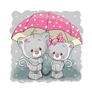 Snowman Pink Umbrella Snowman on Bear T-Shirt