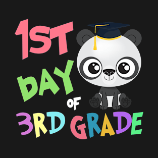 Back To School Panda Kids Gift - 1st Day Of 3rd Grade T-Shirt