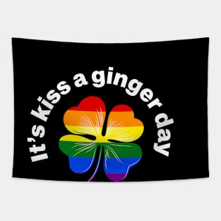 Kiss a Ginger Day - Rainbow Flag (lgbtq) in Irish Shamrock Tapestry