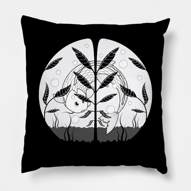 Aquarium BW Pillow by freshinkstain