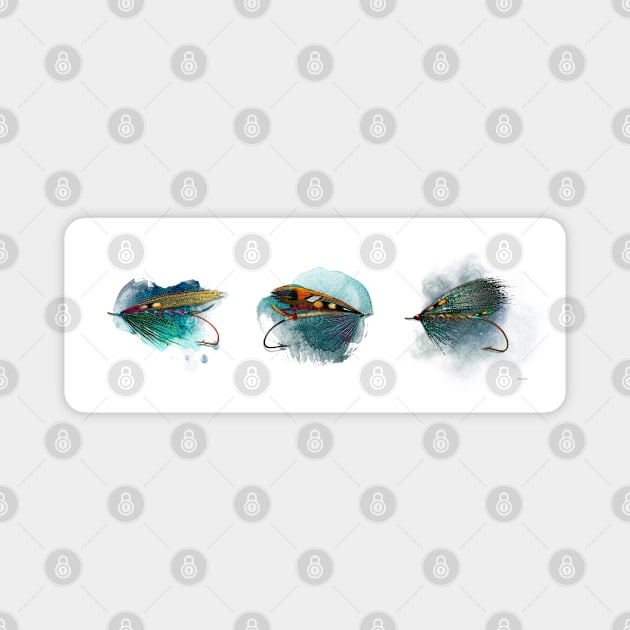 Classic Combo Salmon Flies Magnet by MikaelJenei