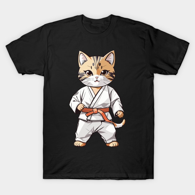  Kids Cartoon Martial Arts Karate Cat T-Shirt