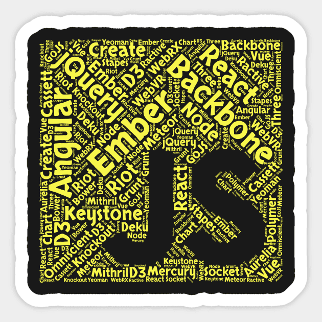 Original JavaScript Frameworks Word Cloud Design - Javascript - Sticker ...