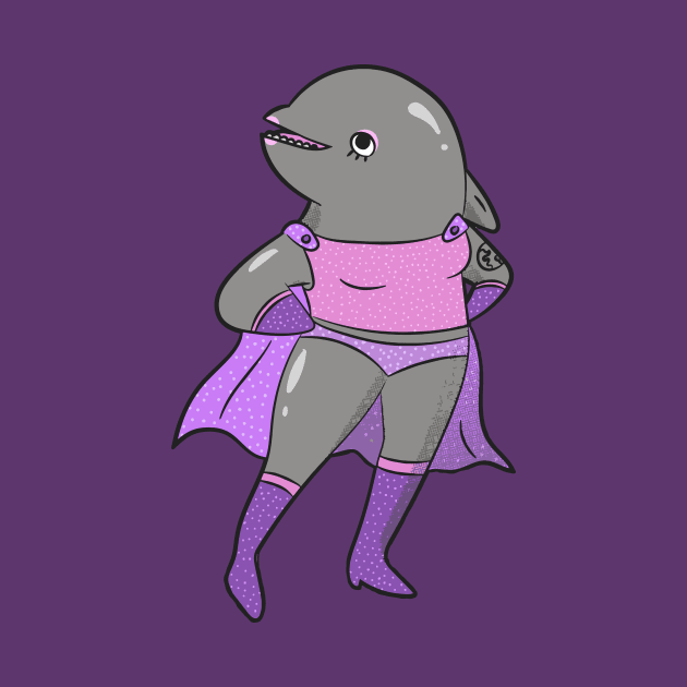 Funny Dolphin Luchador Wrestler Sketch Drawing by SLAG_Creative