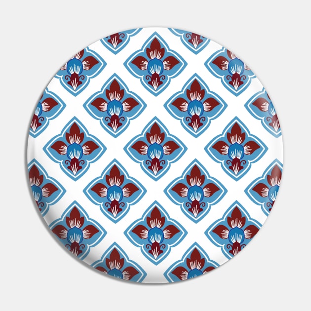 Blue Thai Pattern Pin by martynzero