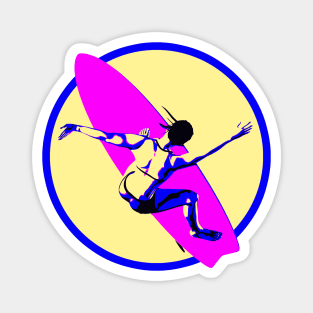 Surfer Girl Pink Surfboard Magnet