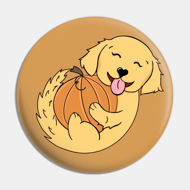 Golden Retriever Pumpkin | Halloween | Fall | Dog Art Pin by Roll 4 Cuteness 