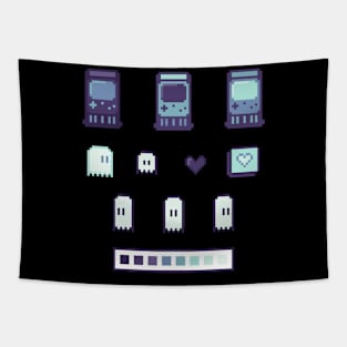 Retro Arcade Ghost pixel art collection Tapestry