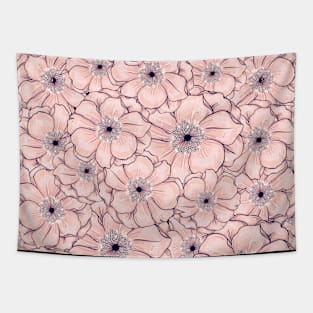 Pink Water Color Flower Pattern Tapestry