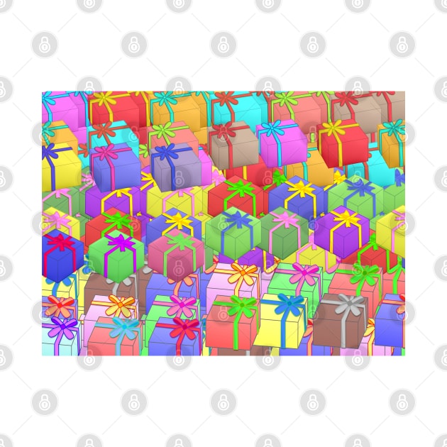 Gift box with ribbon big group pattern background by DangDumrong