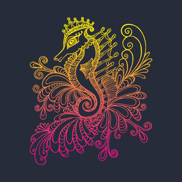 Sunset Seahorse by OfficeInk