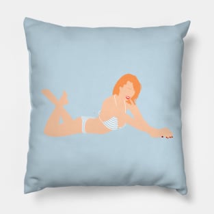 Striped bikini redhead Pillow