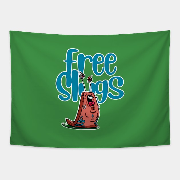 Free Slugs Funny Gardening Tapestry by Kev Brett Designs