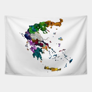 Spirograph Patterned Greece Provinces Map Tapestry