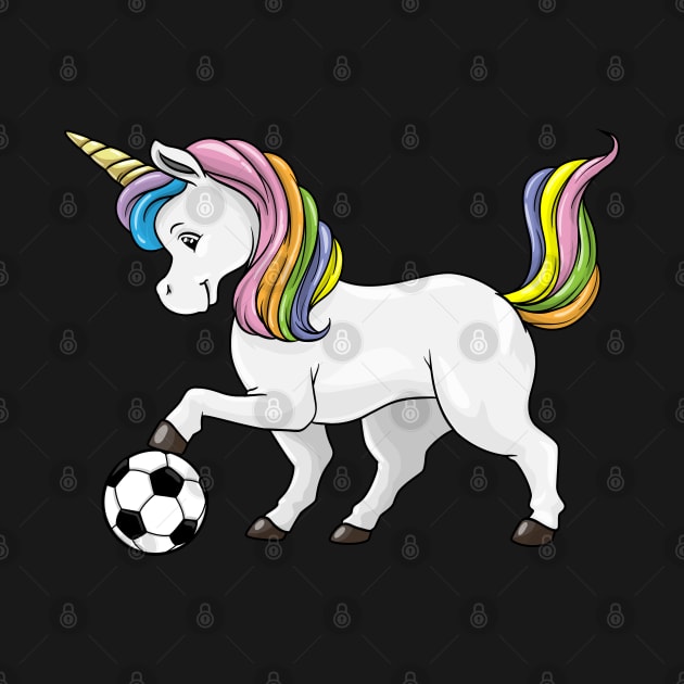 Unicorn as soccer player with soccer ball by Markus Schnabel