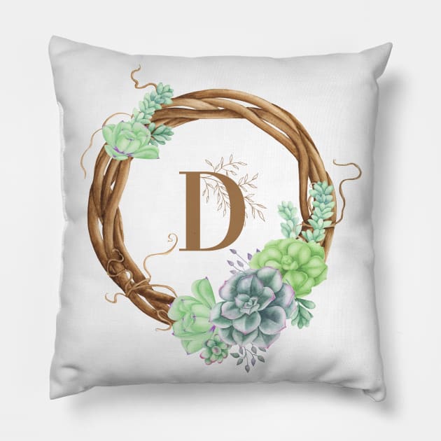 Woodland Monogram D Pillow by MysticMagpie