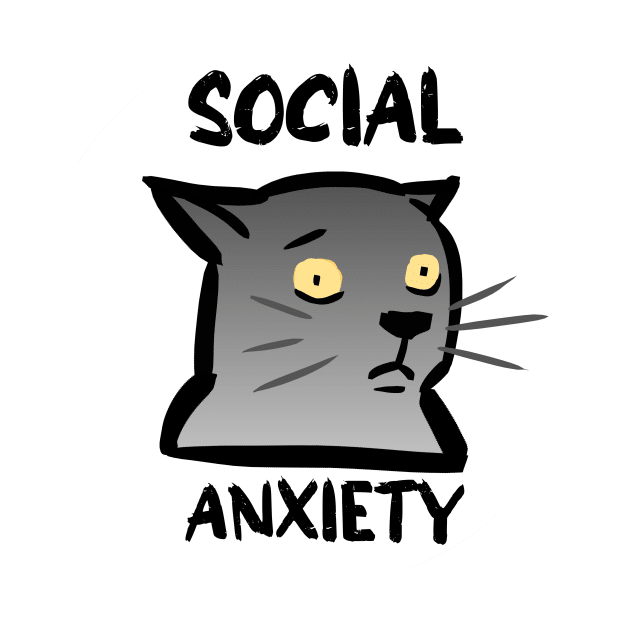 Cat with social anxiety by ksemstudio