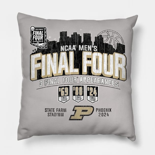 Purdue Boilermakers Final Four 2024 Basketball Vintage Pillow by YASSIN DESIGNER