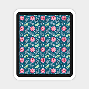 Pretty Spring Flowers Illustration Pattern Magnet