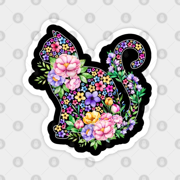 Cat Watercolor Floral Magnet by LotusTee