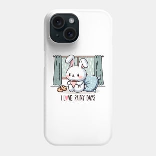 I Love Rainy Days. Cozy Rabbit. Phone Case