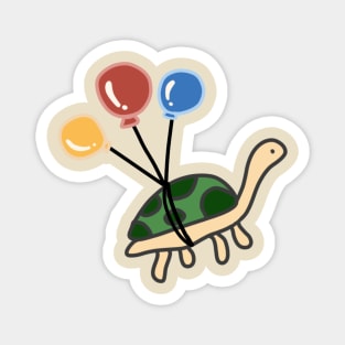 Cute Tortoise on a Balloon Ride Mental Health Awareness Joyful Adventure Combat Depression Magnet