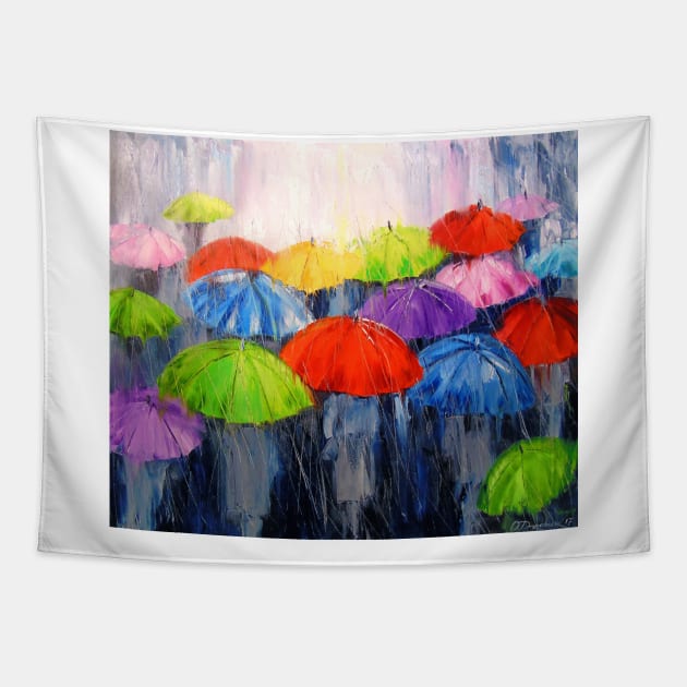 Rain in the city Tapestry by OLHADARCHUKART