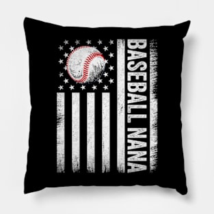 Baseball Nana Player American US Flag Patriotic 4th of July Pillow