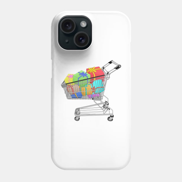 Shopping cart full with gift box Phone Case by DangDumrong