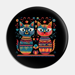 Mexican Alebrijes,Huichol Art,Papel Picado - cat Pin