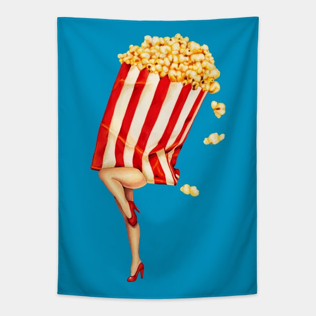 Movie Girls Popcorn Girl Tapestry by KellyGilleran