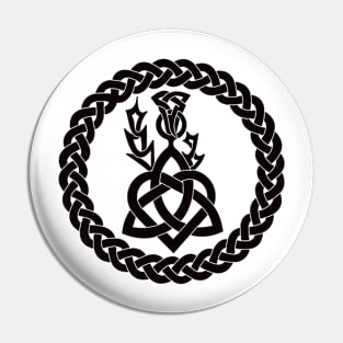 Celtic knotwork with heart and thistle Pin