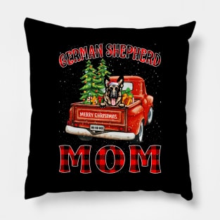 Christmas German Shepherd Mom Santa Hat Truck Tree Plaid Dog Mom Christmas Pillow