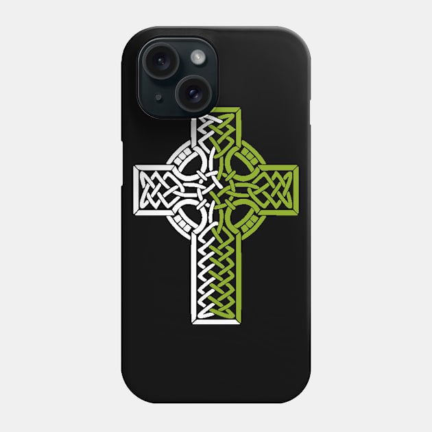 Celtic Cross in Green and White Phone Case by NovaOven