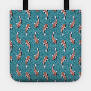 Orange and White Koi Water Pattern Tote