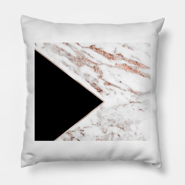 Jet black geo - rose gold marble Pillow by marbleco