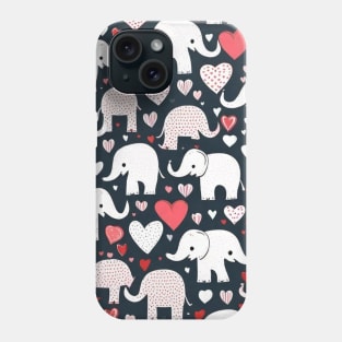 Valentines day gift ideas, elephants and hearts pattern gift ideas Phone Case