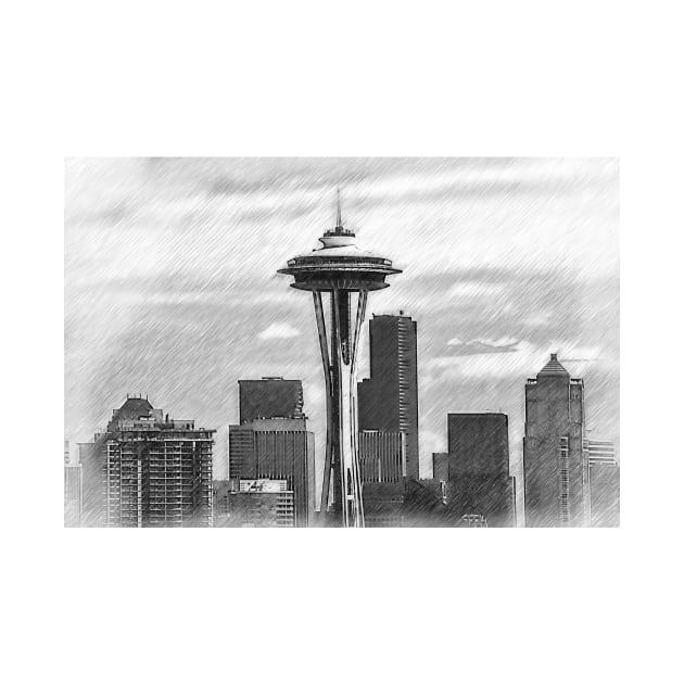 Seattle Skyline Sketched by KirtTisdale