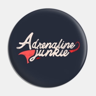 Adrenaline Junkie swoosh distressed logo typography Pin