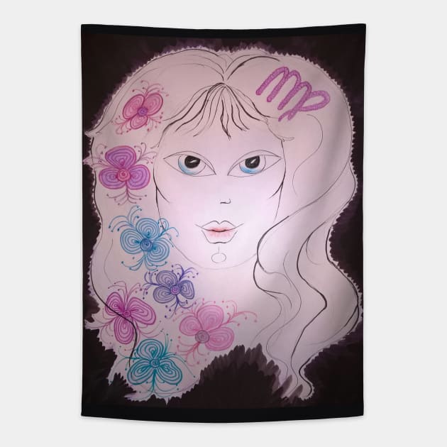 Zodiac sign Virgo. The Maiden. Handmade painting. Tapestry by Maltez