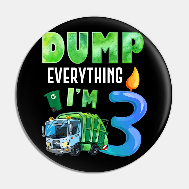 Recycling Trash 3 Years Old Garbage Truck 3rd Birthday Kids Pin by ReneeShitd