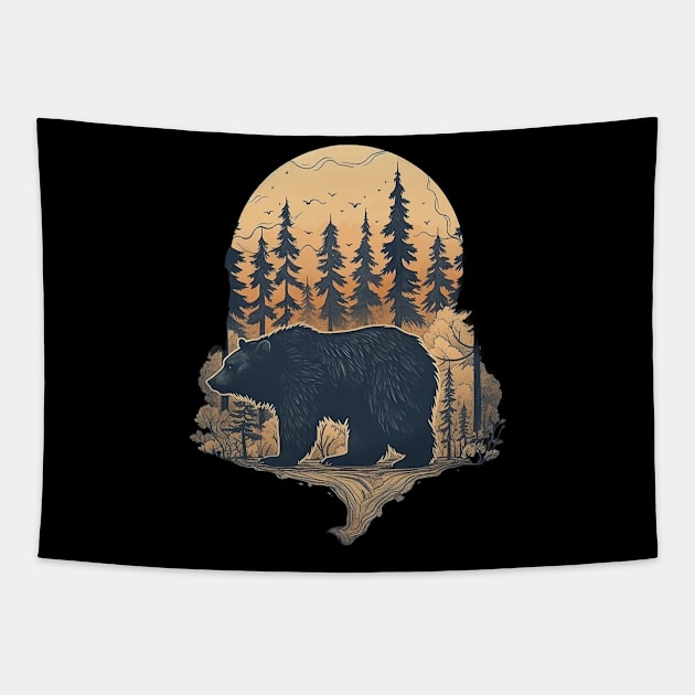 Forest bear Tapestry by GreenMary Design