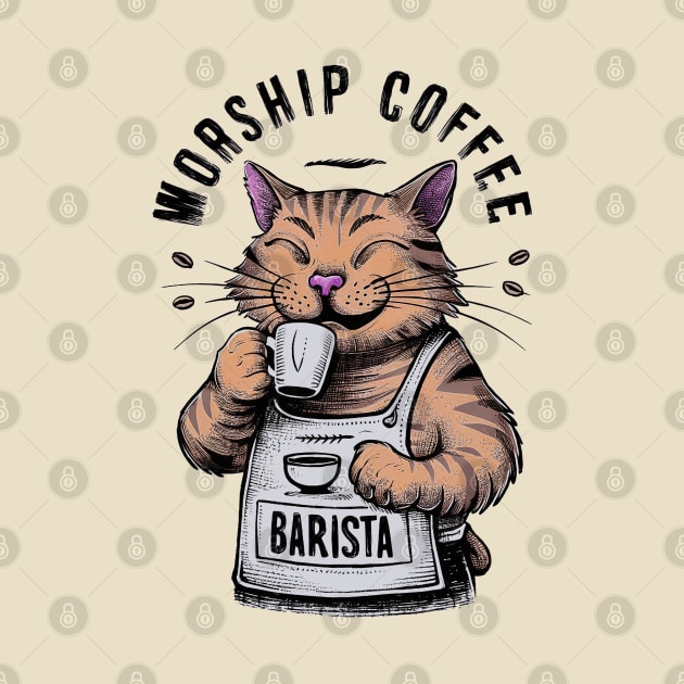 Worship Coffee Orange Cat by PetODesigns