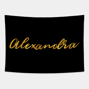 Alexandra Name Hand Lettering in Gold Letters Tapestry